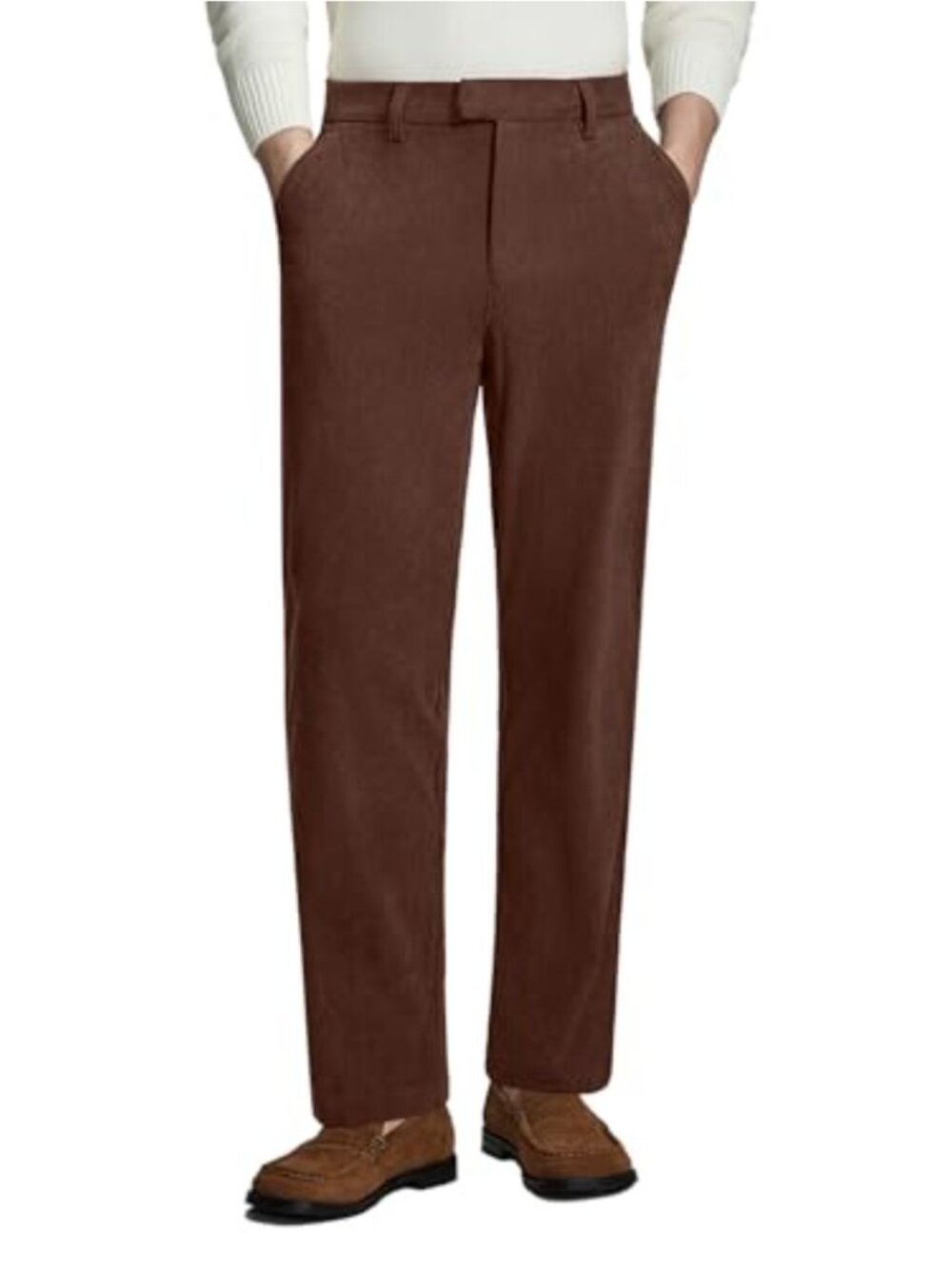 Men's Corduroy Dress Pants Slim Fit Stretch Business Trousers